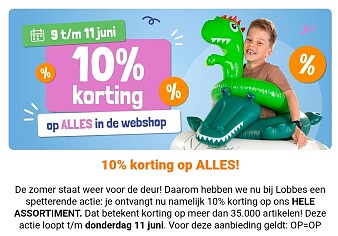 10% korting op ALLES in de webshop