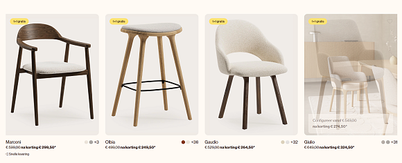 Juntoo: stoelen en krukken 1+1 gratis