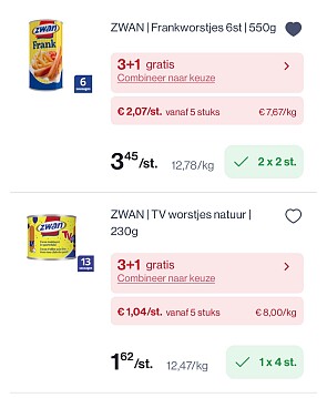 Zwan producten in promo