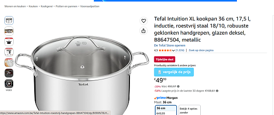 Tefal Intuition XL kookpan 36 cm