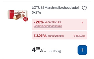 Lotus marshmallow chocolade 5x27 gram in promo