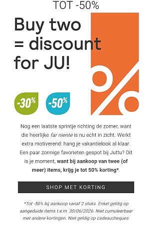 Juttu: koppelverkoop tot -50%