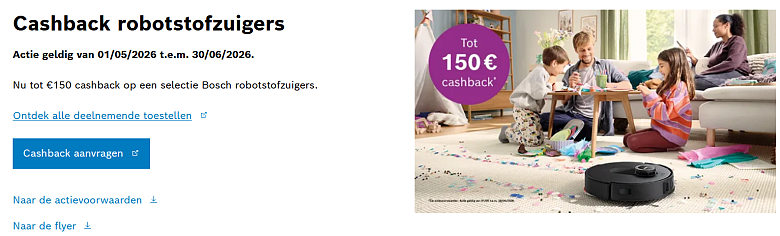 Bosch - Tot €150 cashback robotstofzuiger