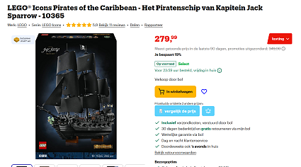 LEGO® Icons Pirates of the Caribbean - Het Piratenschip van Kapitein Jack Sparrow - 10365