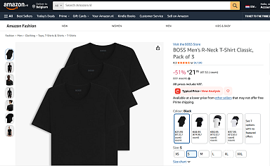 BOSS Men's R-Neck T-Shirt Classic, Pack of 3 21.95€