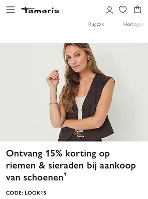 15% korting op riemen & sieraden