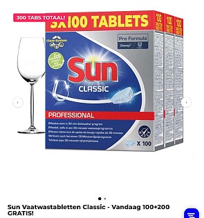 Sun Vaatwastabletten Classic - Vandaag 100+200 GRATIS