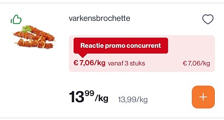 Varkensbrochette voor maar 7,06€/kg