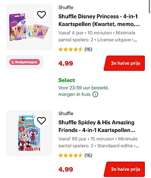 2e halve prijs op spellen