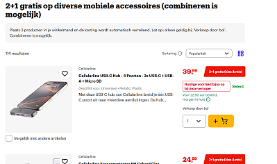 2+1 gratis op diverse mobiele accessoires (combineren is mogelijk)
