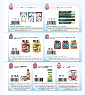 Extra bonuspunten met bonnen in food magazine bij Carrefour