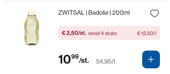 Zwitsal badolie 4 voor slechts 10€
