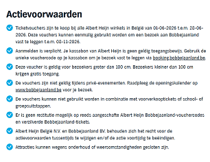 1 + 1 gratis bij Bobbejaanland via Albert Heijn!
