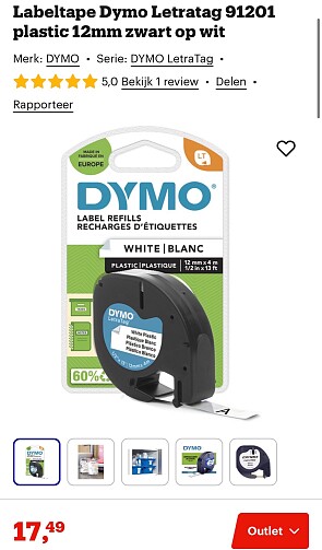 Labeltape Dymo 10 stuks?