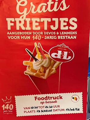 Gratis frietjes @Schelle 🍟 D&L 140 jaar