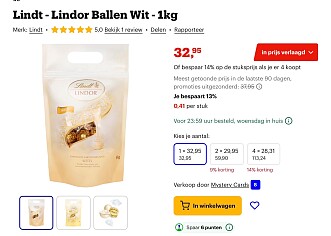 Lindt - Lindor Ballen Wit - 1kg -13%