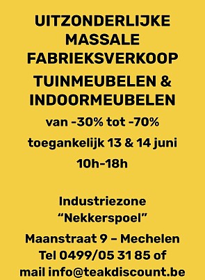Fabrieksverkoop tuinmeubelen Mechelen