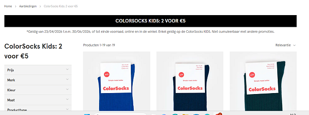 COLORSOCKS KIDS: 2 paar sokken VOOR €5 bij Veritas