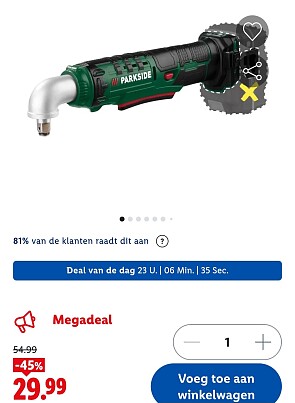 -45% Haakse accuslagmoersleutel 20 V PARKSIDE® PAWS20