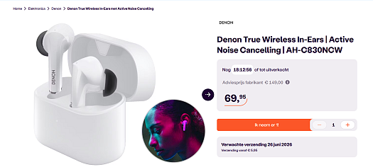 Denon True Wireless In-Ears | Active Noise Cancelling | AH-C830NCW