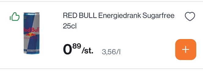 Red bull blikjes 25 cl voor 0,89€