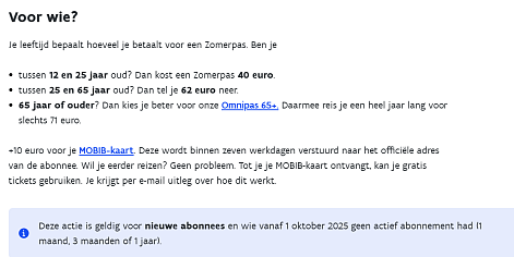 De Lijn - De Zomerpas: da’s 1 + 1 maand gratis