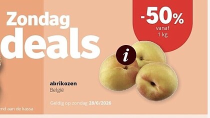 50% korting op abrikozen bij spar