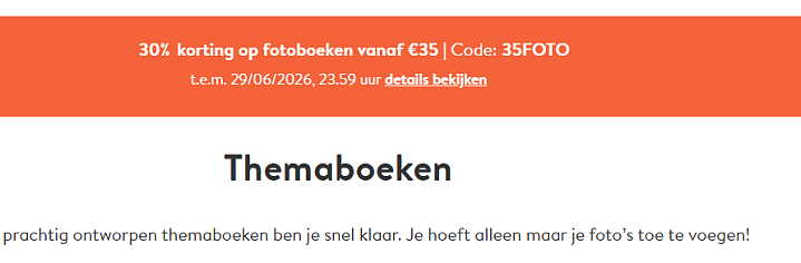 30% korting op fotoboeken vanaf €35