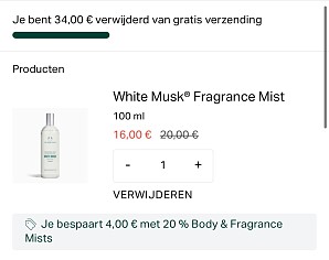 20% korting op alle Body en Fragrance Mists