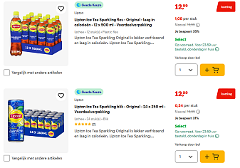 Ice Tea, Pepsi & 7Up vanaf €0,54 per blikje of flesje bij Bol