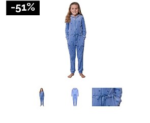 -51% Jumpsuit Meisjes Pastunette Bloem Capuchon Light Blue