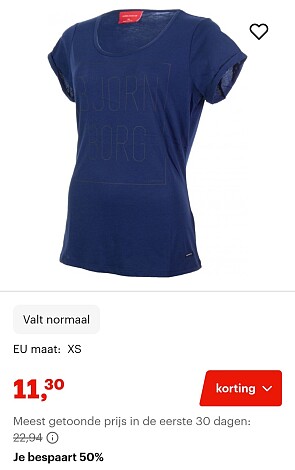 -50% Björn Borg Sport Silvie Shirt Blauw Maat XS