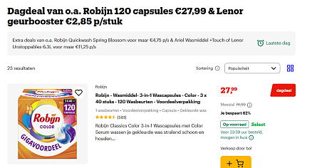 Mooie deals vandaag bij bol op o.a. Robijn, Lenor, Dash,...