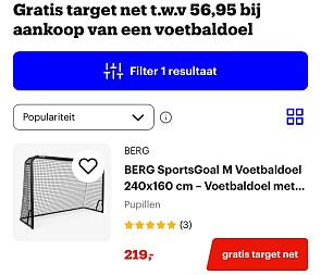 Gratis target net bij aankoop Voetbaldoel