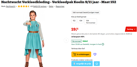 Keelin Nachwacht verkleedkleding -40% bij Bol