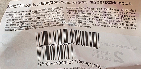 €0,50 korting bij aankoop van 2 flessen Coca-Cola-producten van 0,50 L of 0,40 L