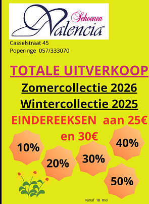 Schoenen Valencia in Poperinge doet uitverkoop
