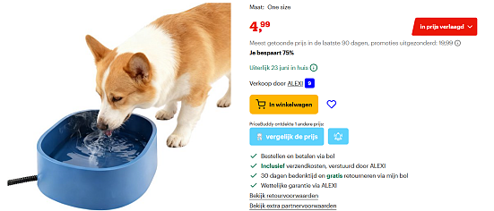 Verwarmde drink bak voor dieren 3.5liter inhoud