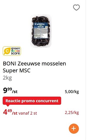 Boni zeeuwse mosselen super 2 kg -50%