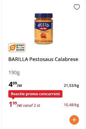 Barilla pesto calabrese 190 gram voor 1,99€
