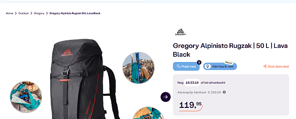 Trek rugzak: Gregory Alpinisto Rugzak | 50 L | Lava Black