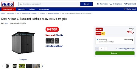 Stuntactie: Tuinhuis 33% korting