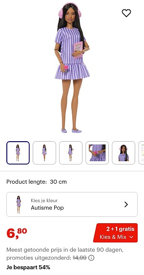 -54% Barbie Pop met Autisme