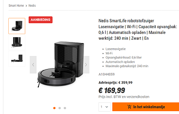 Nedis SmartLife robotstofzuiger
