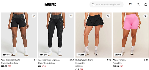 Gymshark sale kortingen tot 70% + extra code 20%