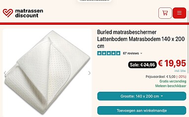 matrasbeschermer Lattenbodem -20%