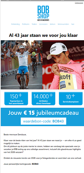 Bobshop: €15 korting