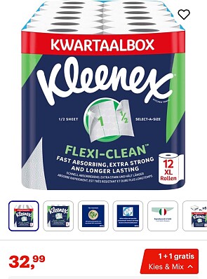 1+1 op Kleenex keukenrol