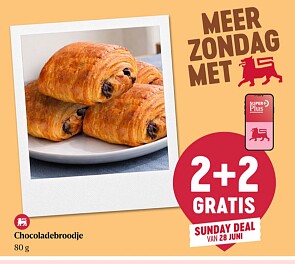 Zondagse deal bij Delhaize 2+2 gratis chocoladebroodje