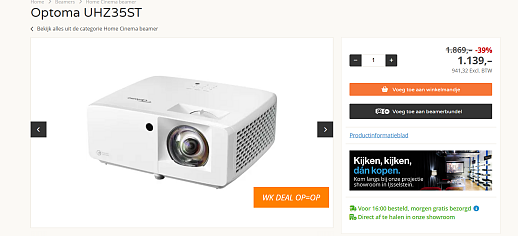 Home cinema beamer: Optoma UHZ35ST